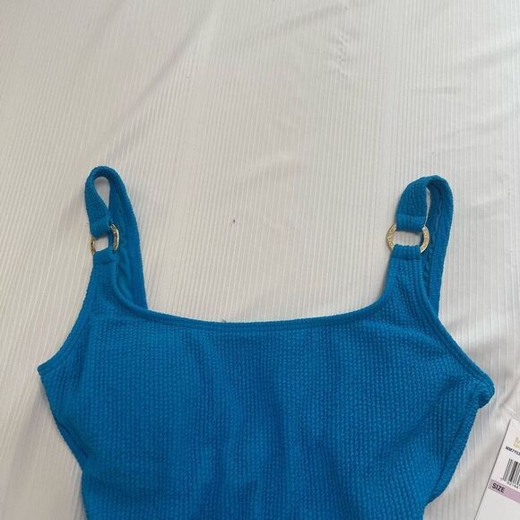 NWT Michael Kors Cyan Blue One Piece Bathing Suit Swimsuit Size 6 New - Picture 2 of 7